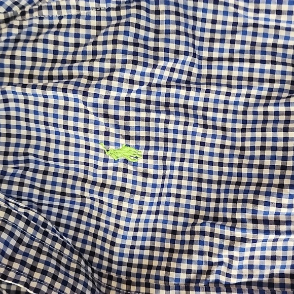 EUC  Ralph Lauren Boys Blue & White L/S Gingham Button Down Shirt,  Size 7 - Picture 4 of 11